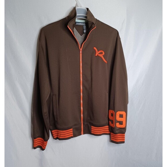 Rocawear Jacket Mens Medium Brown Orange Full Zip 99 Varsity Track Retro Hip Hop - Picture 1 of 16